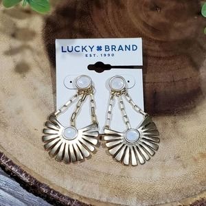 LUCKY brand gold‎ tone pearl chandelier earrings New